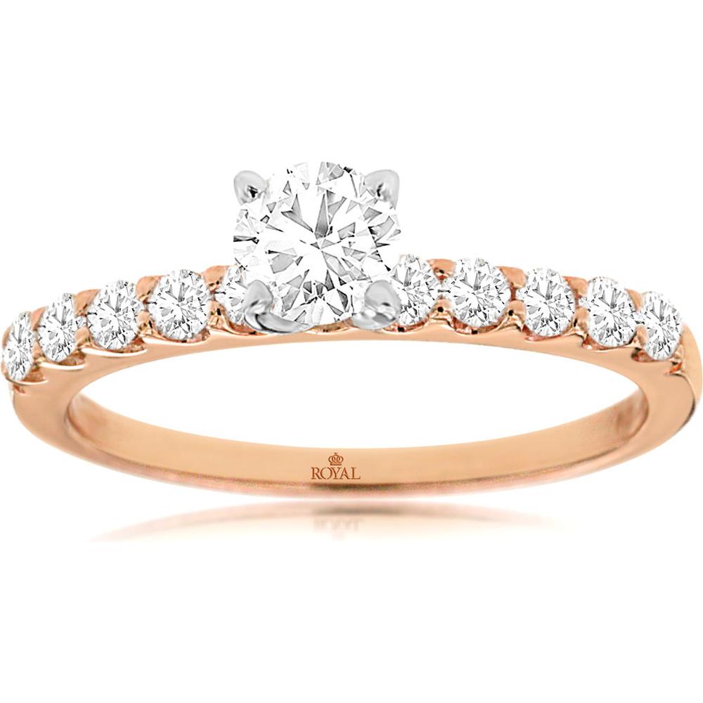Royal Enchanting 14K Rose Gold Diamond Engagement Ring - 0.30 Carat Center Stone, 0.40 Carat Total Diamond Weight