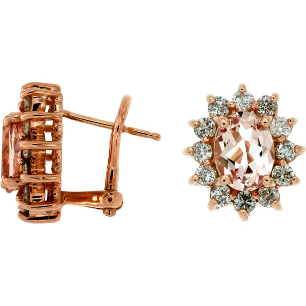 Royal Enchanting 14K Rose Gold Morganite and Diamond Drop Earrings