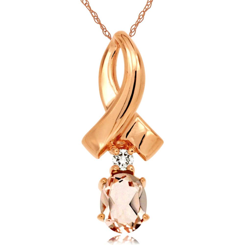 Royal Enchanting 14K Rose Gold Morganite & Diamond Pendant - Radiant Elegance