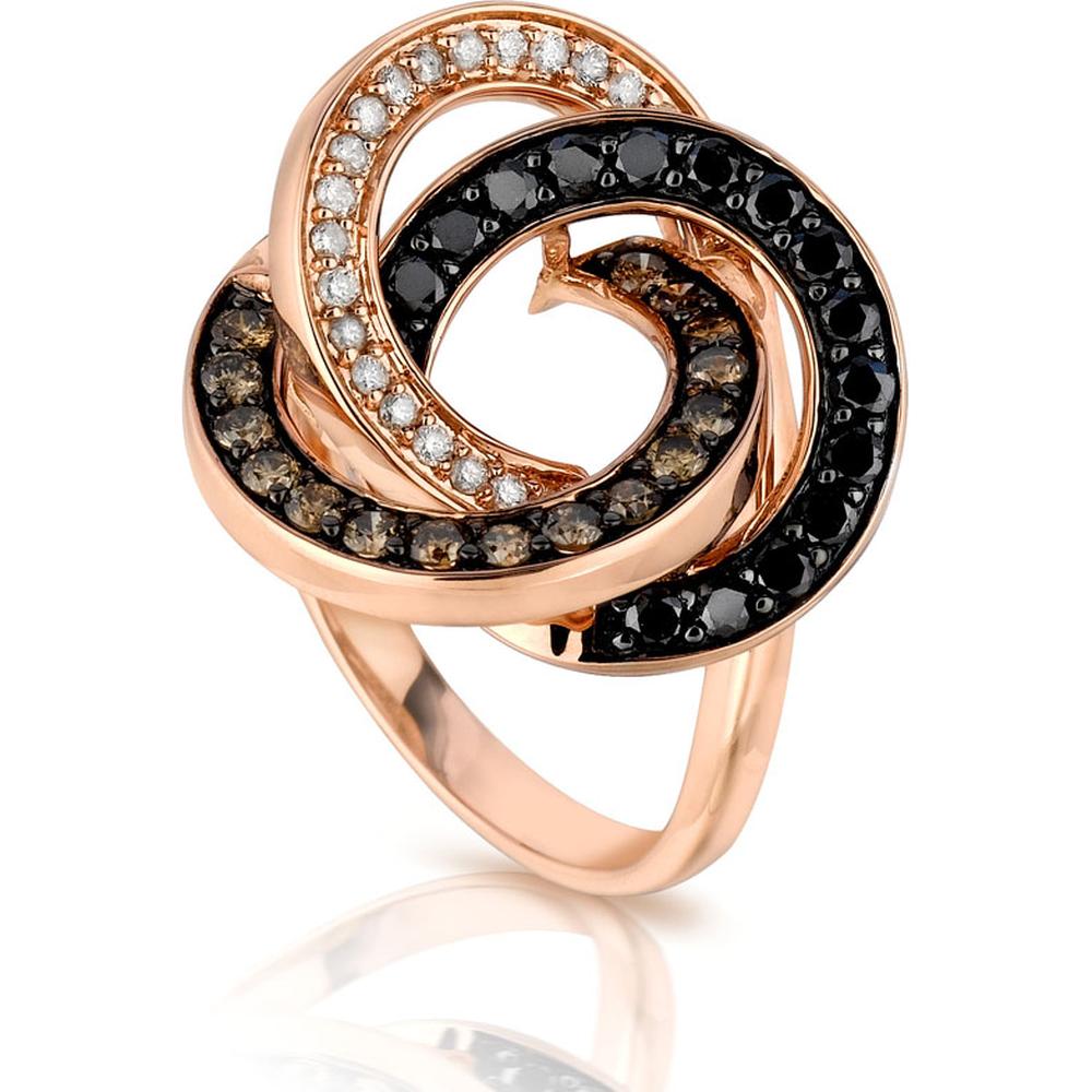 Royal Enchanting 14K Rose Gold Multi Color Diamond Ring with Round Diamonds