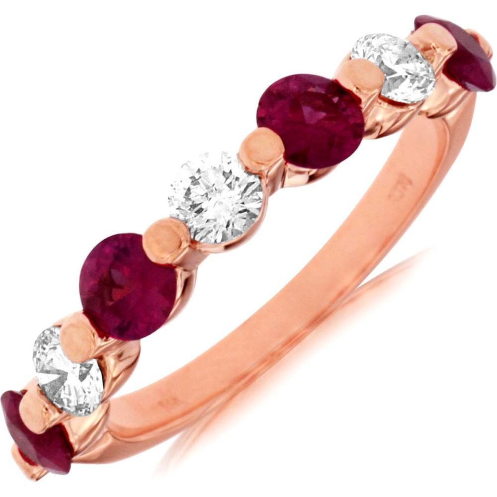 Royal Enchanting 14K Rose Gold Ruby & Diamond Ring - 1.08 Carat Ruby, 0.60 Carat Diamonds