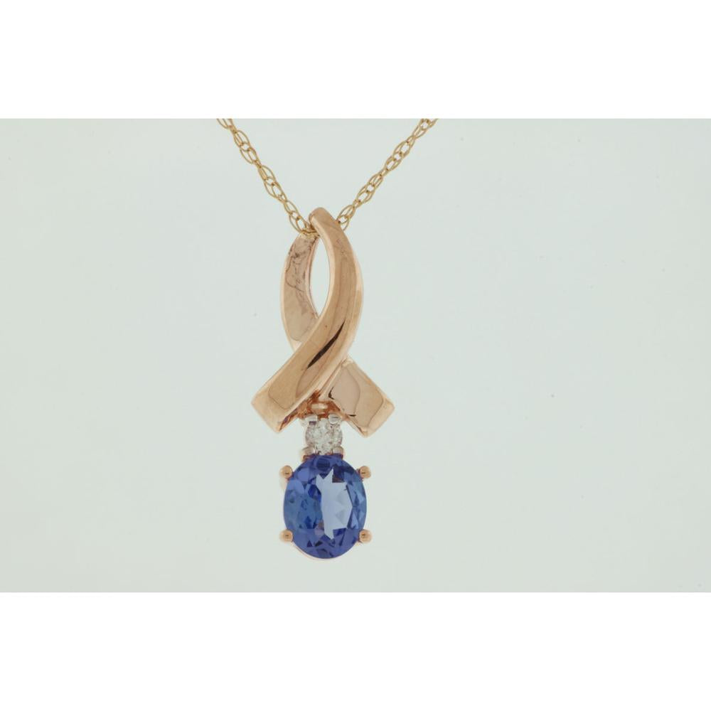 Royal Enchanting 14K Rose Gold Tanzanite and Diamond Pendant