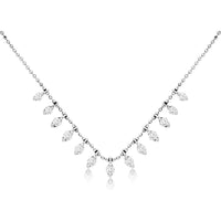 Royal Enchanting 14K White Gold Diamond 13 Station Necklace