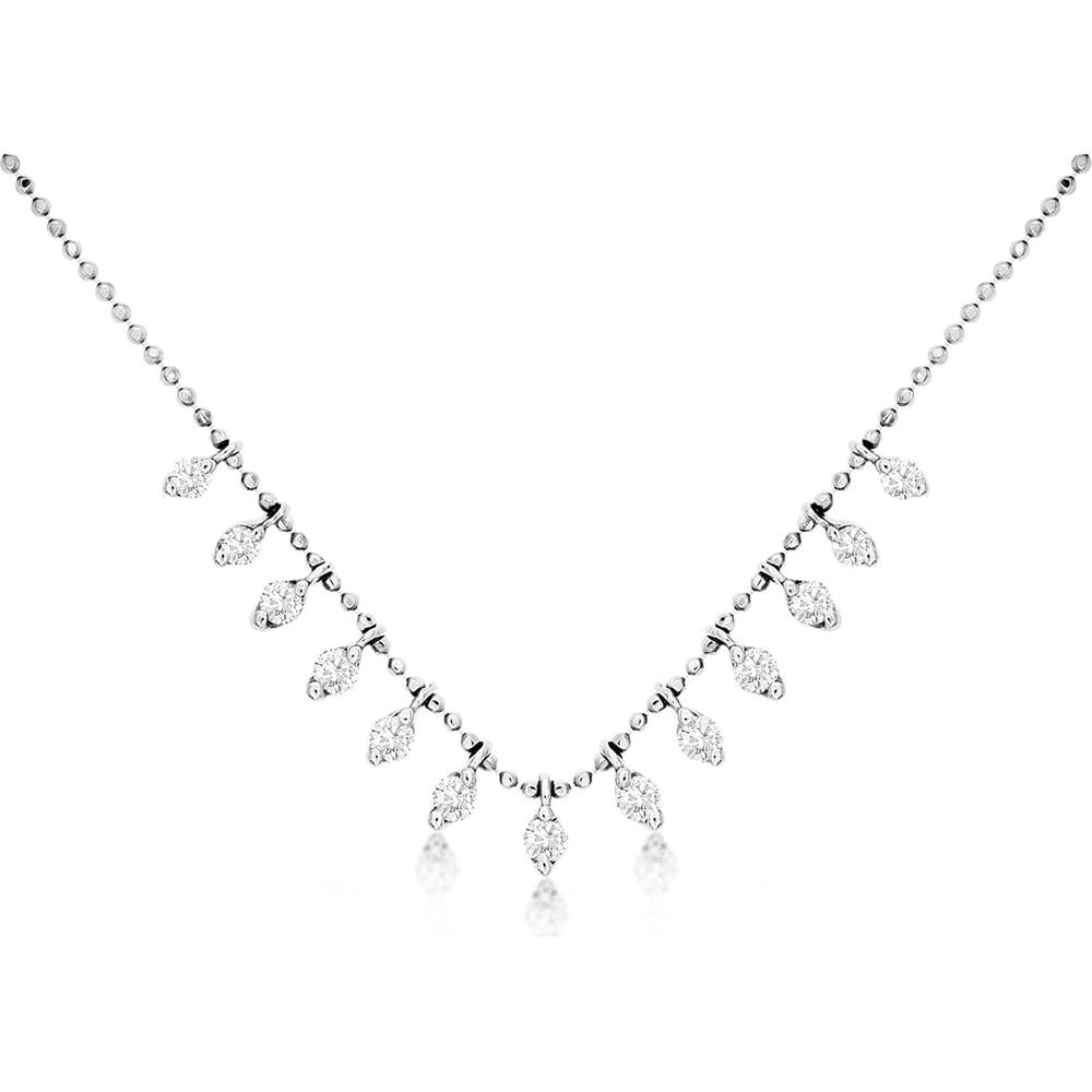 Royal Enchanting 14K White Gold Diamond 13 Station Necklace
