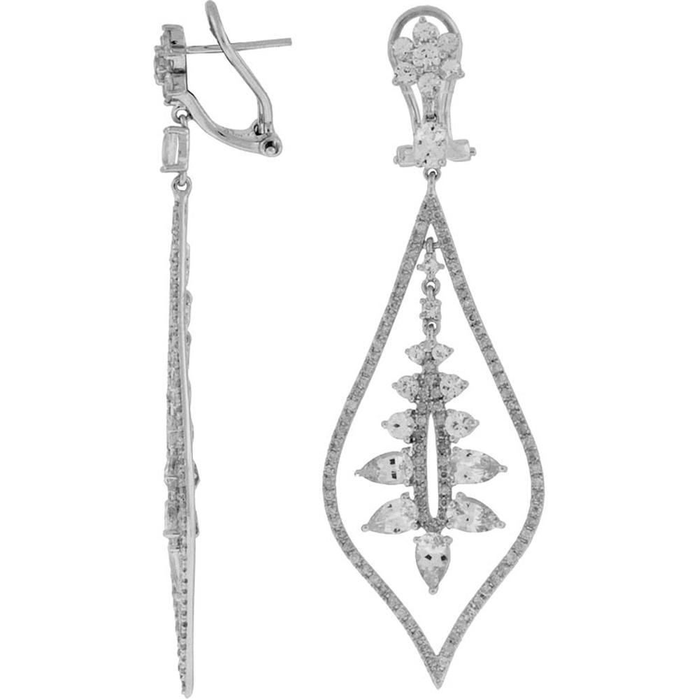 Royal Enchanting 14K White Gold Diamond and White Sapphire Earrings - Radiant Sophistication