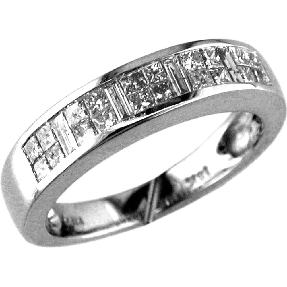 Royal Enchanting 14K White Gold Diamond Baguette Wedding Ring