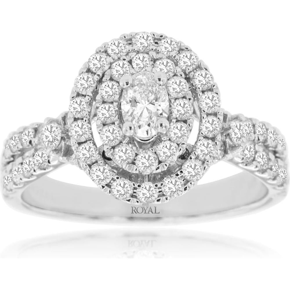 Royal Enchanting 14K White Gold Diamond Engagement Ring - 1.18 Carat Total Diamond Weight