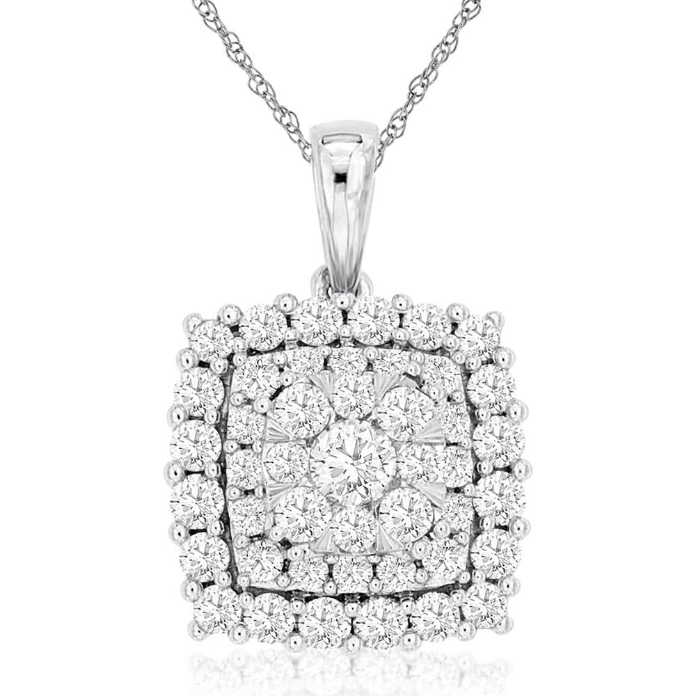 Royal Enchanting 14K White Gold Diamond Pendant - 1.00 Carat Total Diamond Weight