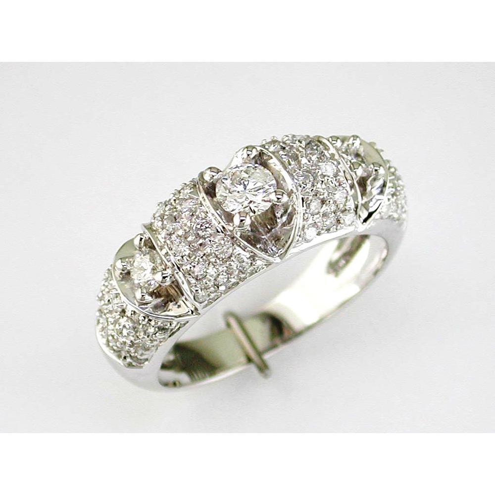 Royal Enchanting 14K White Gold Diamond Ring with Round Brilliant Cut - 0.75 Carat Total Diamond Weight