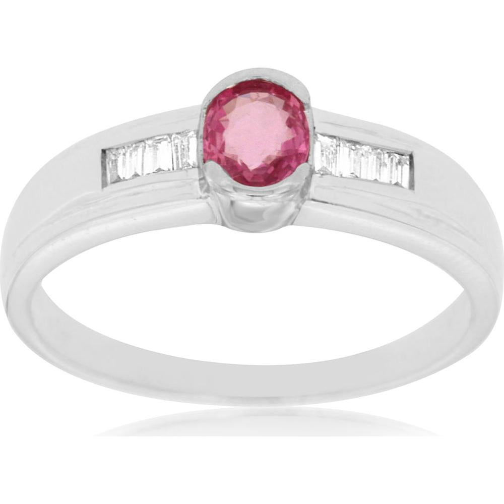 Royal Enchanting 14K White Gold Pink Sapphire & Diamond Ring