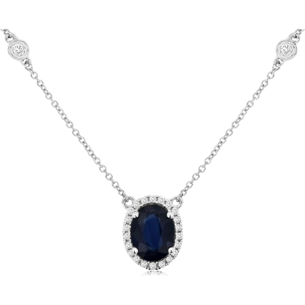 Royal Enchanting 14K White Gold Sapphire & Diamond Necklace
