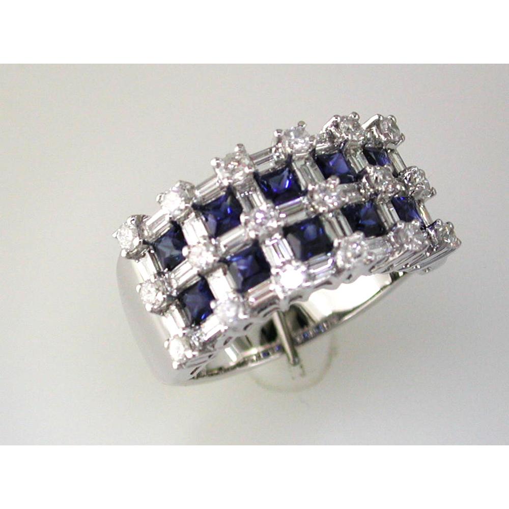 Royal Enchanting 14K White Gold Sapphire & Diamond Princess-Cut Ring