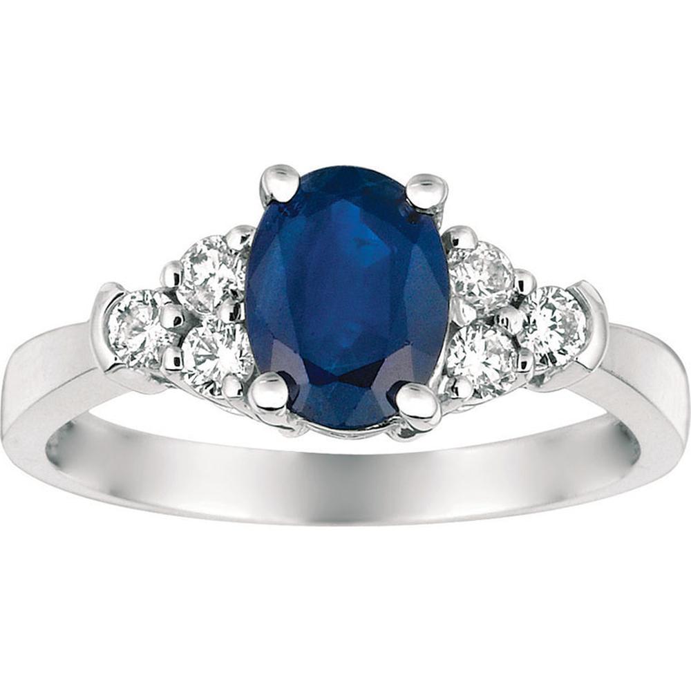 Royal Enchanting 14K White Gold Sapphire & Diamond Ring - Timeless Elegance