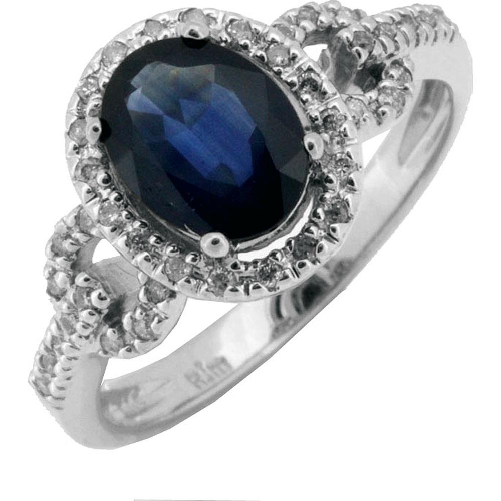 Royal Enchanting 14K White Gold Sapphire & Diamond Ring - Timeless Elegance