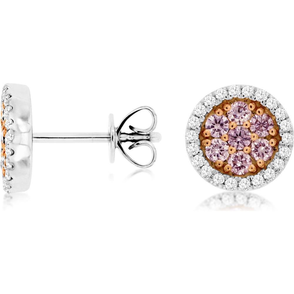 Royal Enchanting 14K White Gold White & Pink Diamond Earrings