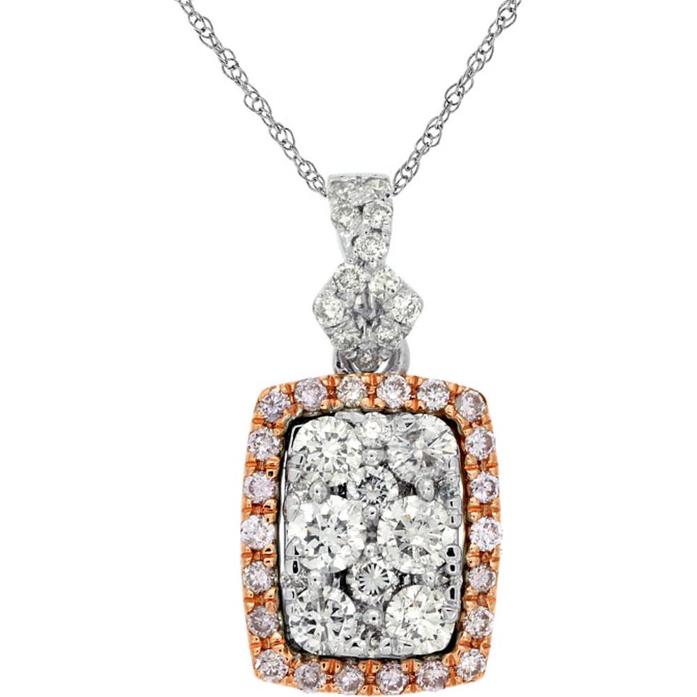 Royal Enchanting 14K White Gold White & Pink Diamond Pendant