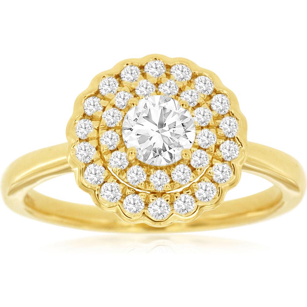 Royal Enchanting 14K Yellow Gold Diamond Engagement Ring - 0.42 Carat Center Diamond