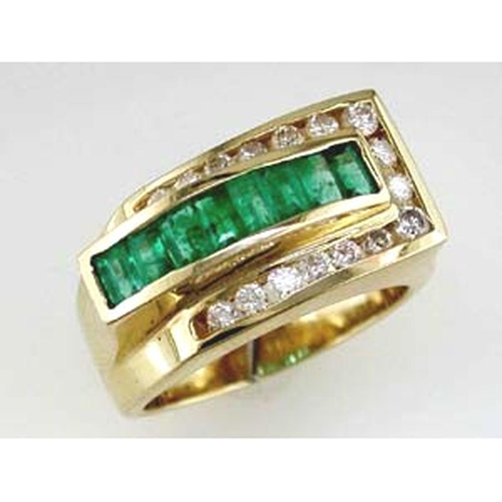 Royal Enchanting 14K Yellow Gold Emerald & Diamond Ring