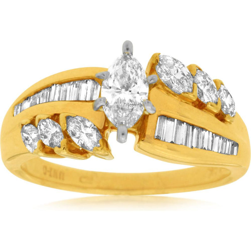 Royal Enchanting 14K Yellow Gold Marquise Diamond Engagement Ring
