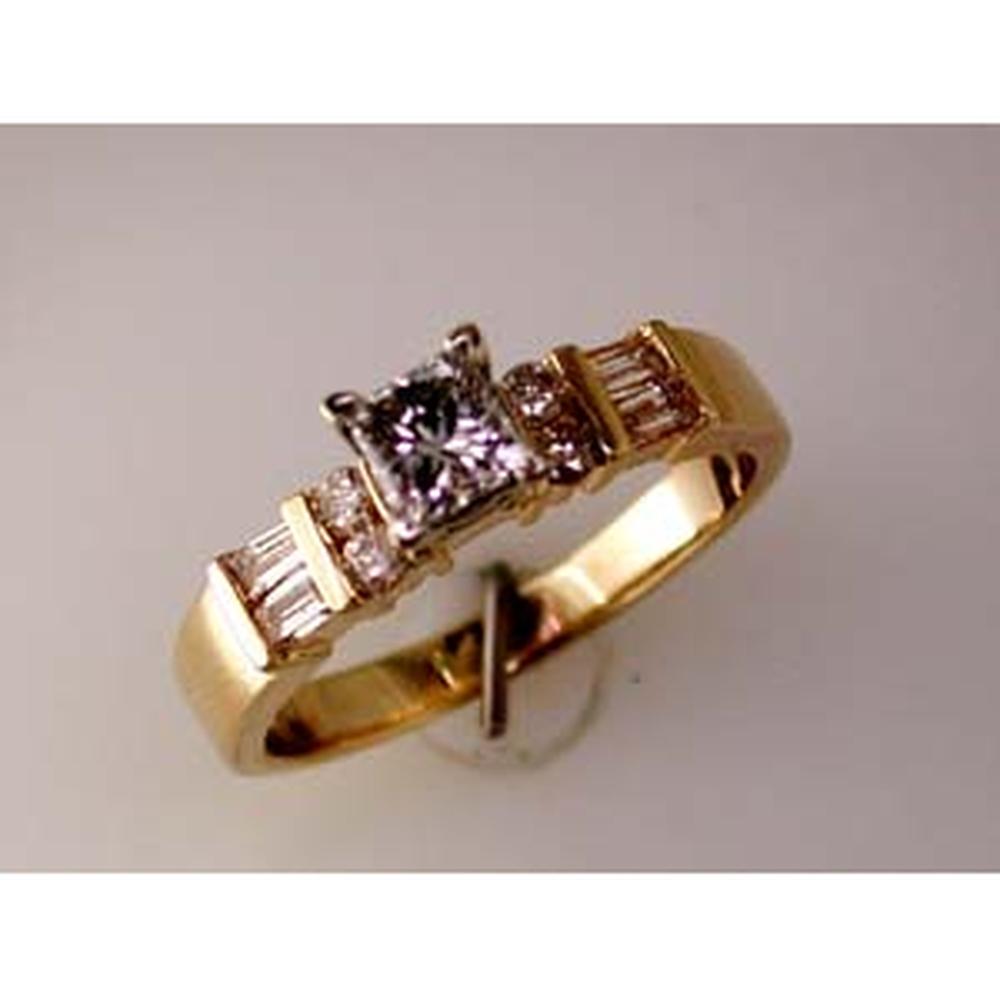 Royal Enchanting 14K Yellow Gold Princess Cut Diamond Engagement Ring
