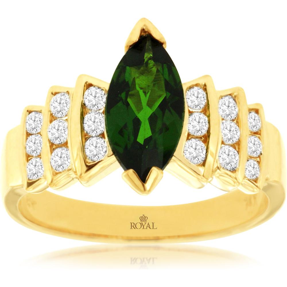 Royal Enchanting 14K Yellow Gold Russalite & Diamond Marquise Ring