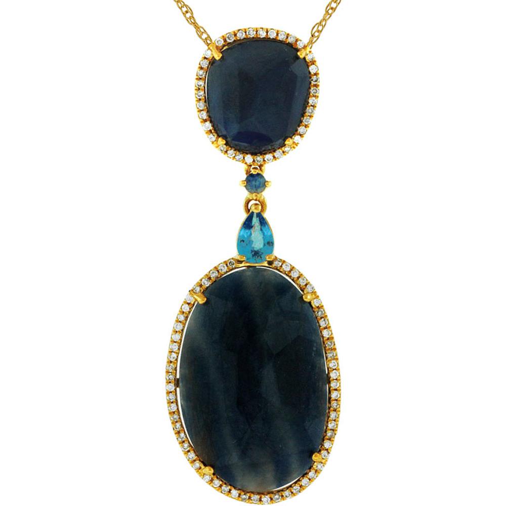 Royal Enchanting 14K Yellow Gold Sapphire & Diamond Pendant - Radiant Elegance