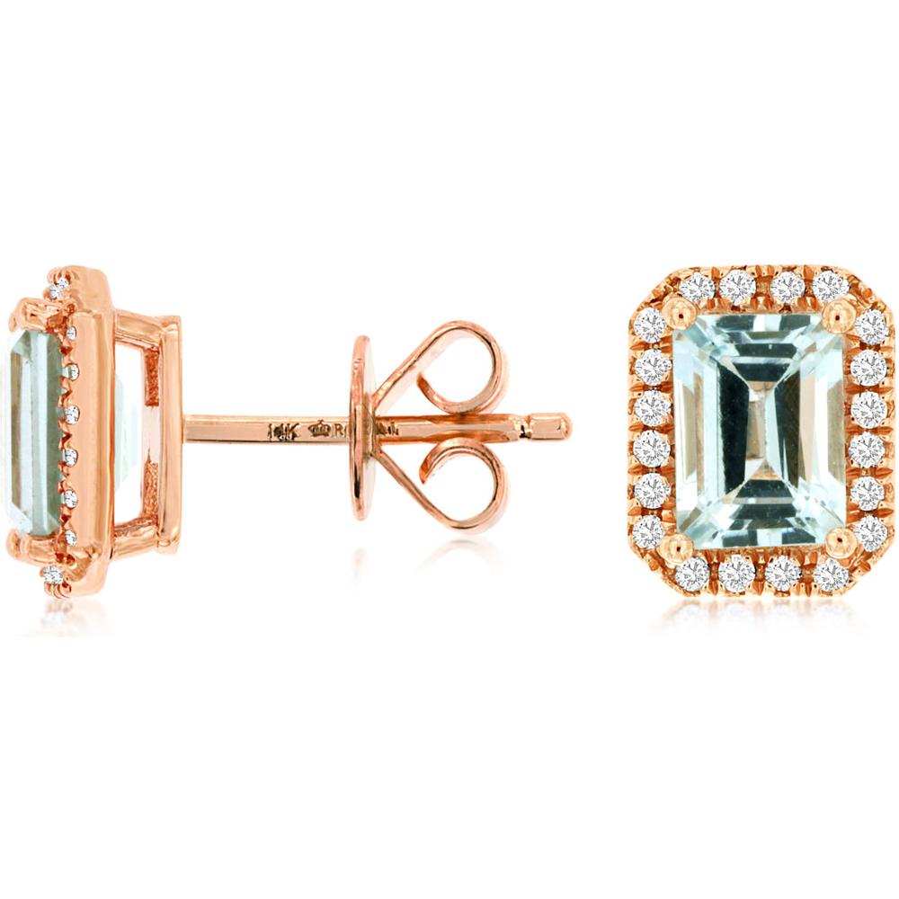 Royal Enchantment 14K Rose Gold Aquamarine & Diamond Earrings
