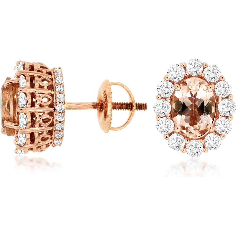 Royal Enchantment 14K Rose Gold Morganite & Diamond Earrings - 2.35 Carat Total Gem Weight