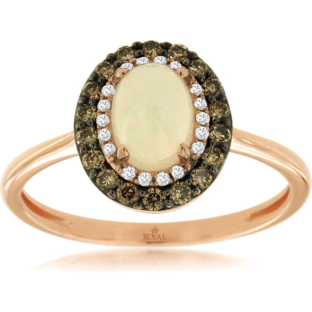 Royal Enchantment 14K Rose Gold Opal & Diamond Ring - 0.50 Carat Opal, 0.05 Carat Diamonds