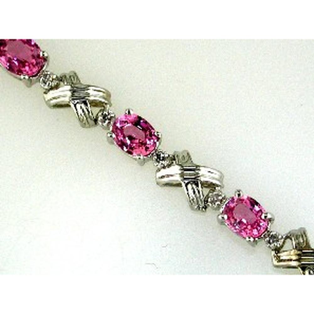 Royal Enchantment: 14K White Gold Diamond & Pink Sapphire Bracelet