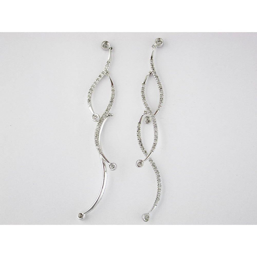 Royal Enchantment 14K White Gold Diamond Earrings - 0.58 Carat Total Diamond Weight