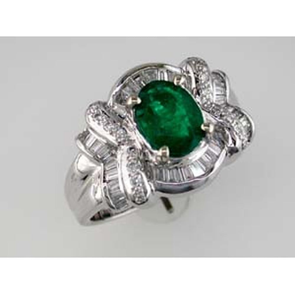 Royal Enchantment 14K White Gold Emerald & Diamond Ring - Elegance Personified