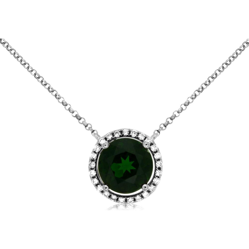 Royal Enchantment:14K White Gold Russalite & Diamond Pendant