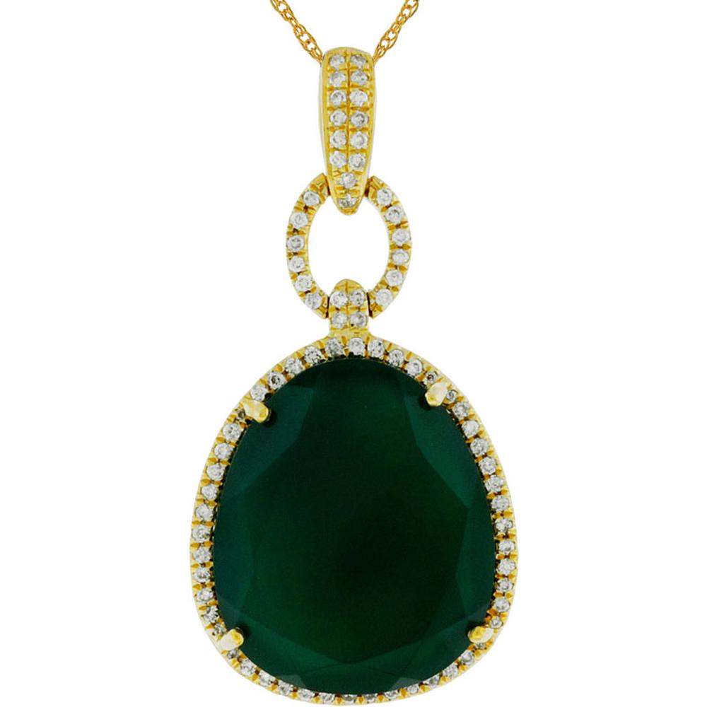 Royal Enchantment 14K Yellow Gold Diamond & Green Agate Pendant