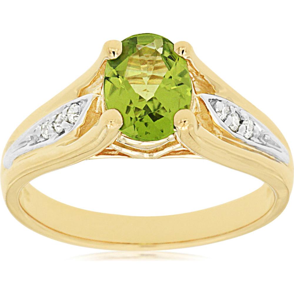 Royal Enchantment 14K Yellow Gold Peridot & Diamond Ring - Timeless Elegance