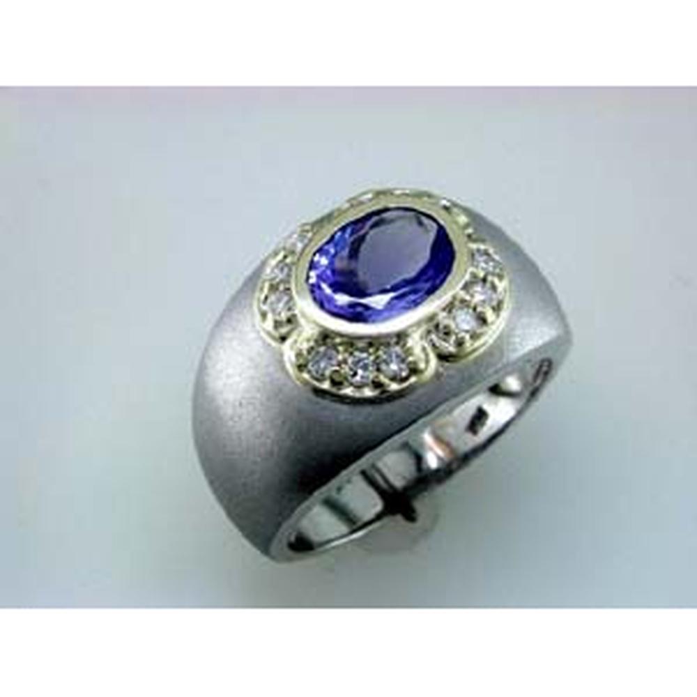 Royal Exquisite 14K Two-Tone Gold Tanzanite & Diamond Ring - 1.30 Carat Tanzanite, 0.26 Carat Round Diamonds