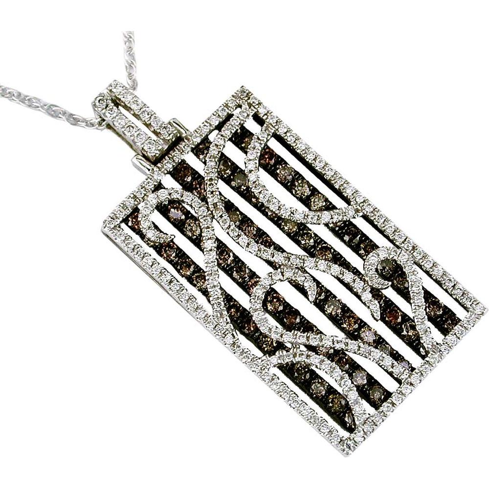 Royal Exquisite 14K White Gold Diamond & Mocha Diamond Halo Pendant