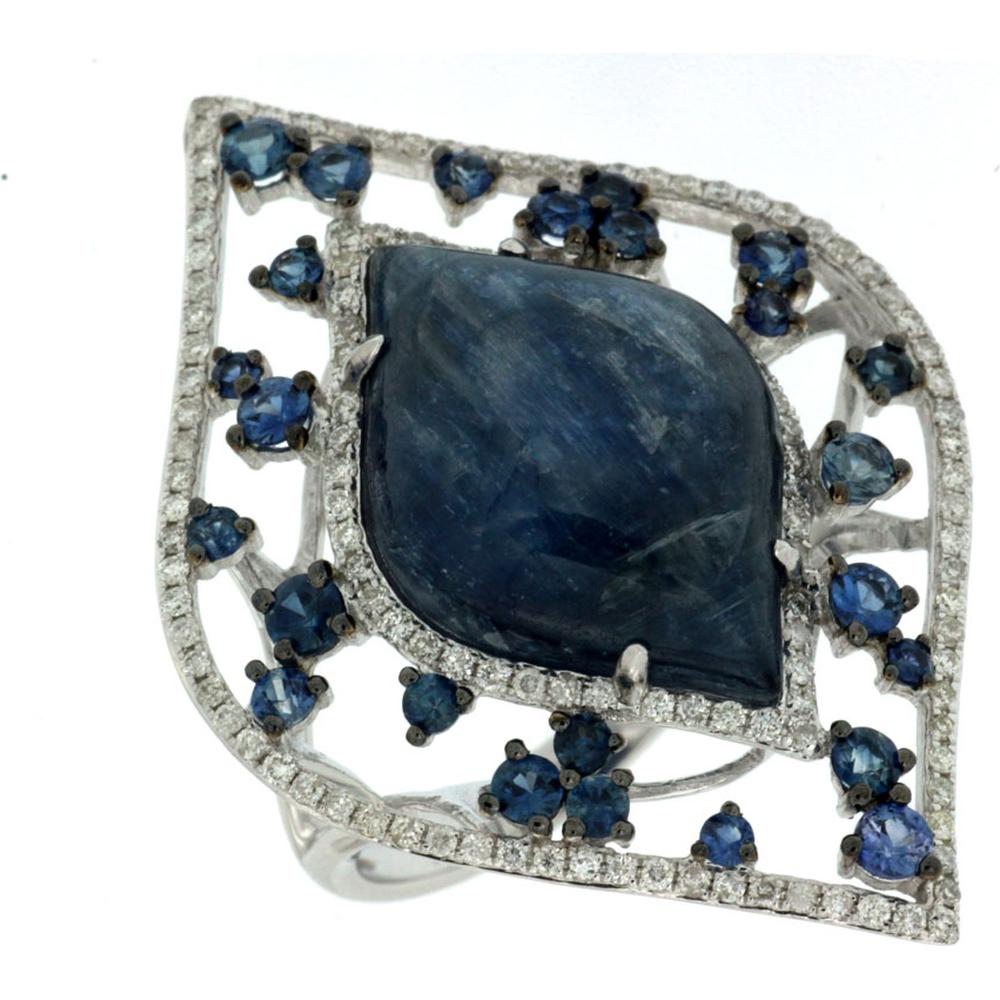 Royal Exquisite 14K White Gold Diamond, Sapphire, and Kyanite Ring - Enchantment Collection
