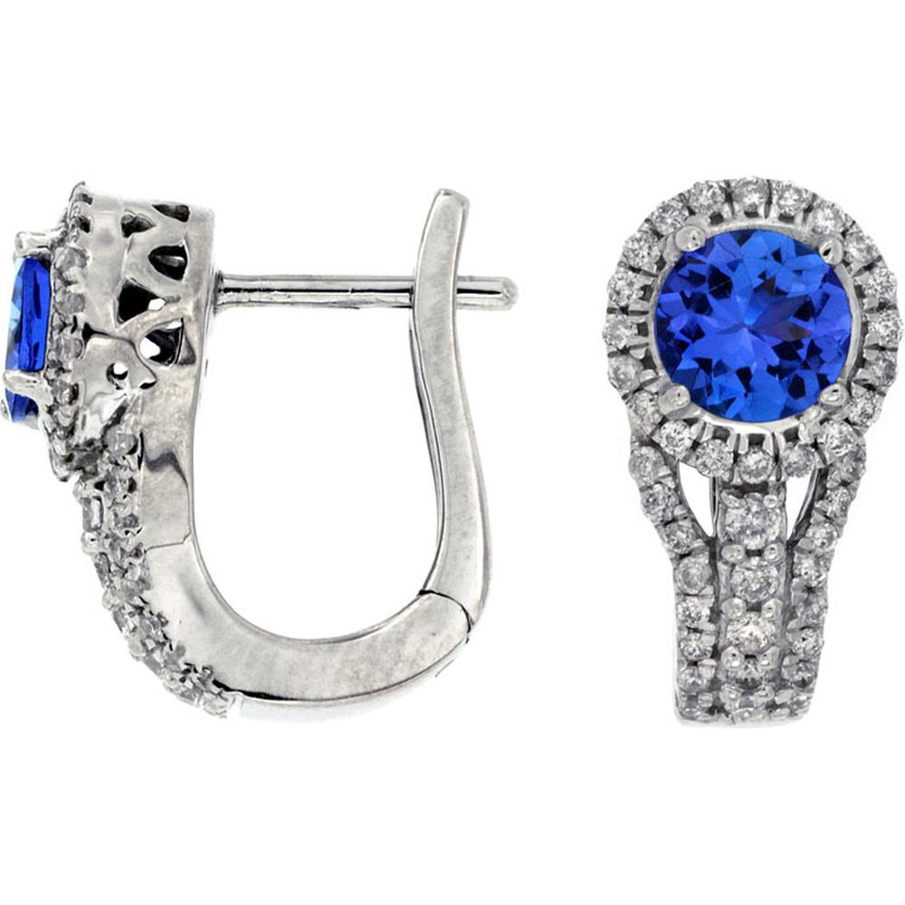 Royal Exquisite 14K White Gold Tanzanite & Diamond Earrings - 1.35 Carat Total Gem Weight