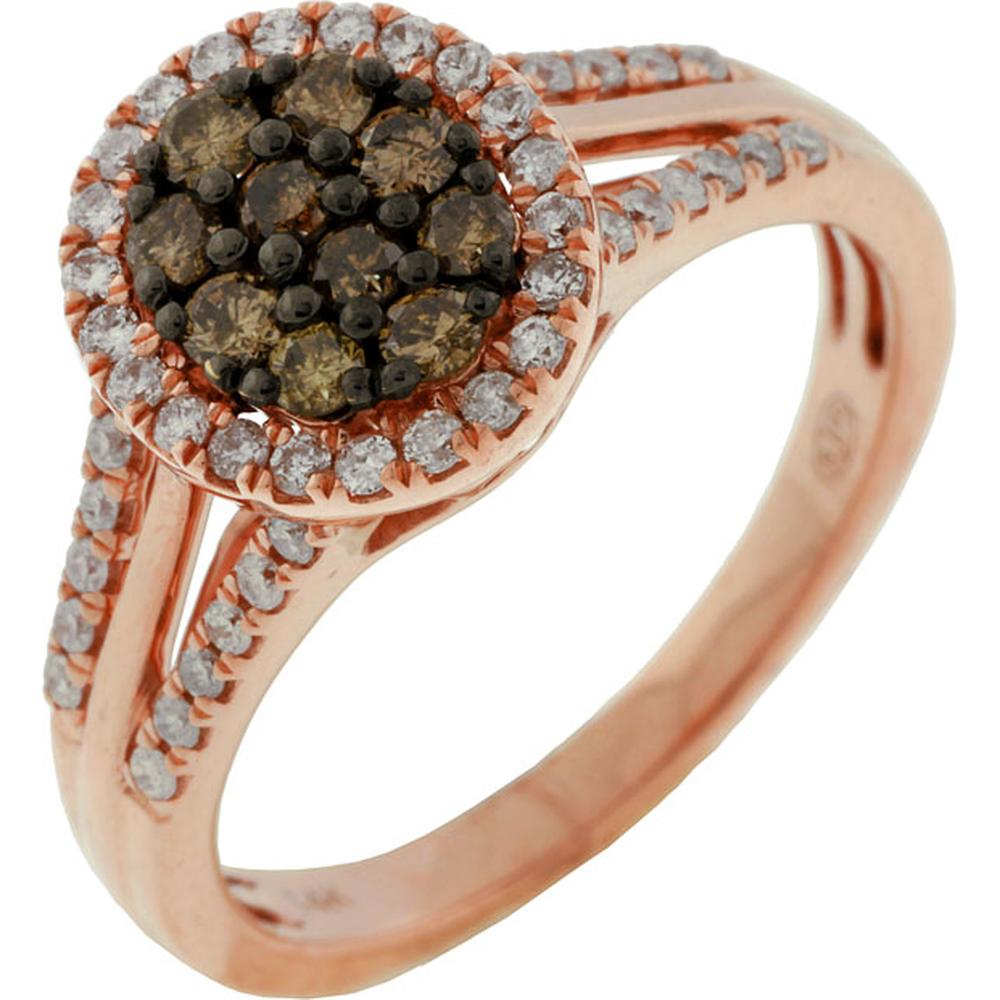 Royal Luxe 14K Rose Gold Diamond & Mocha Diamond Ring - Exquisite Elegance