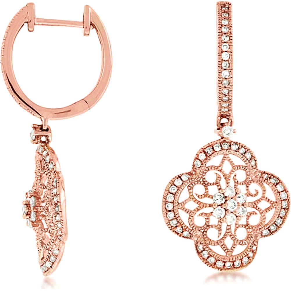 Royal Luxe 14K Rose Gold Diamond Earrings - 0.52 Carat Total Weight