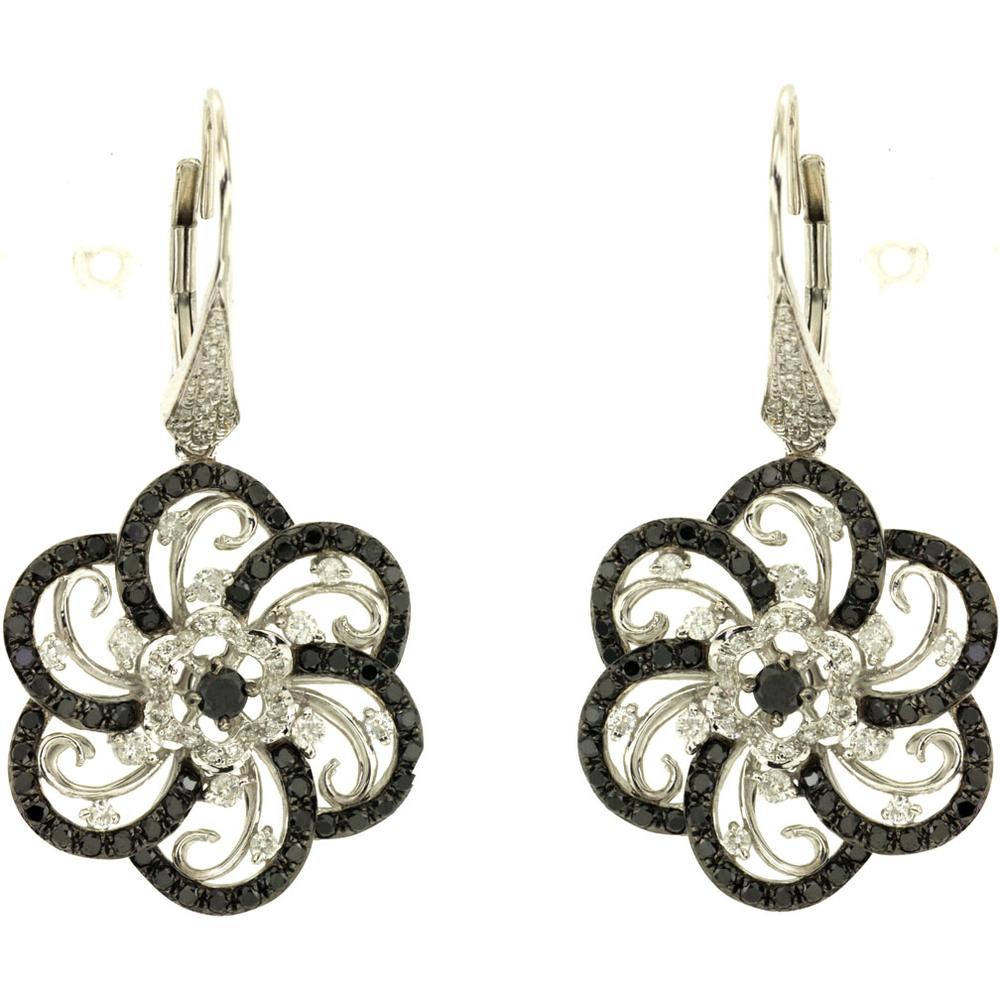 Royal Luxe 14K White Gold Black & White Diamond Statement Earrings