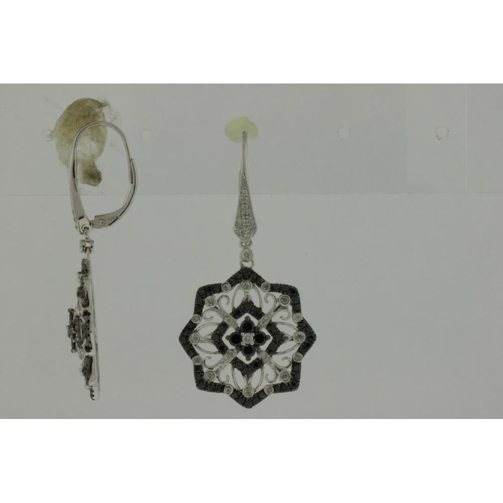 Royal Luxe 14K White Gold Black Diamond & Diamond Earrings - 1.74 Carat Total Diamond Weight