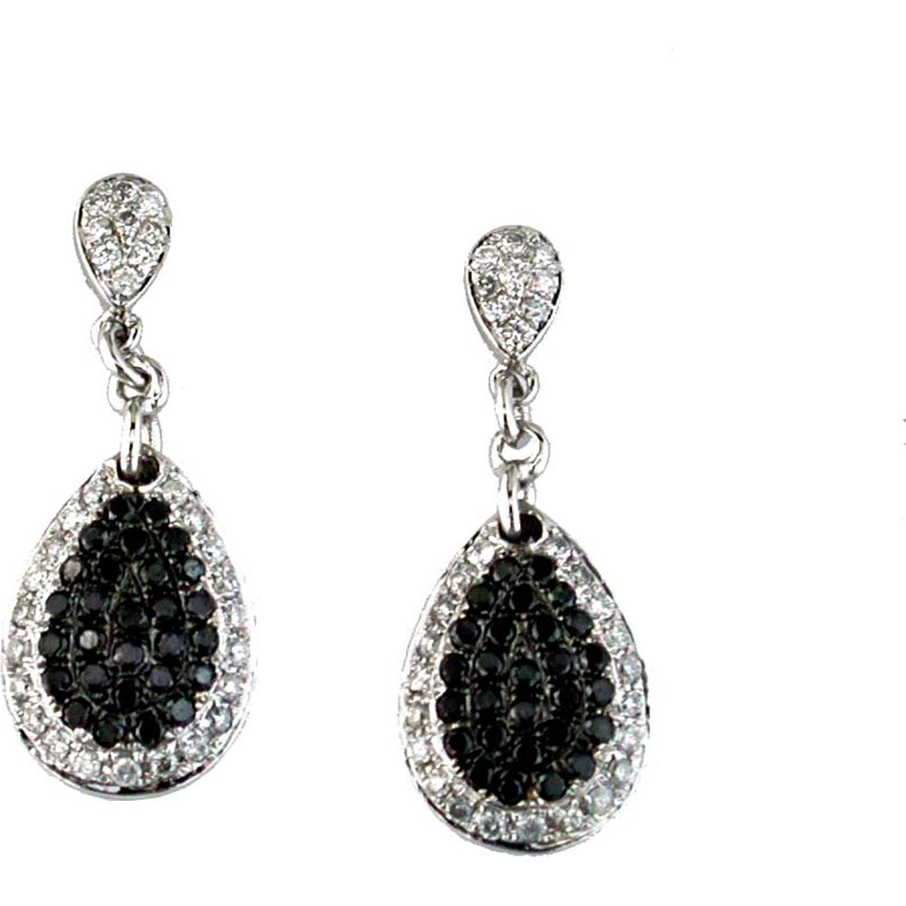 Royal Luxe 14K White Gold Black Diamond & Diamond Earrings - Captivating Elegance