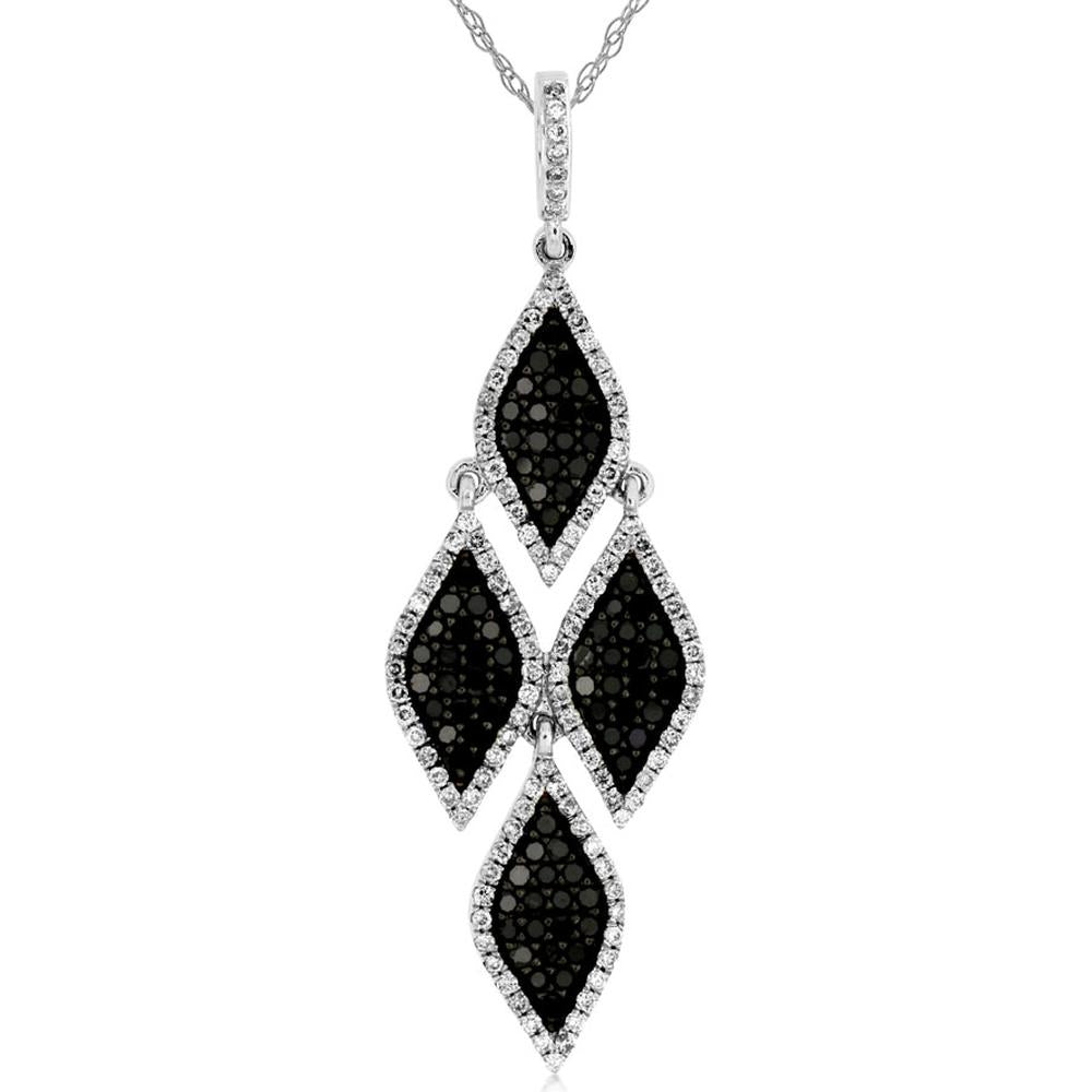 Royal Luxe 14K White Gold Diamond & Black Diamond Pendant - 1.14 Carat Total Weight