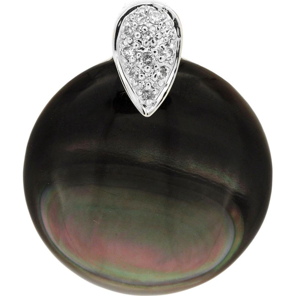 Royal Luxe 14K White Gold Diamond and Black Opal Pendant
