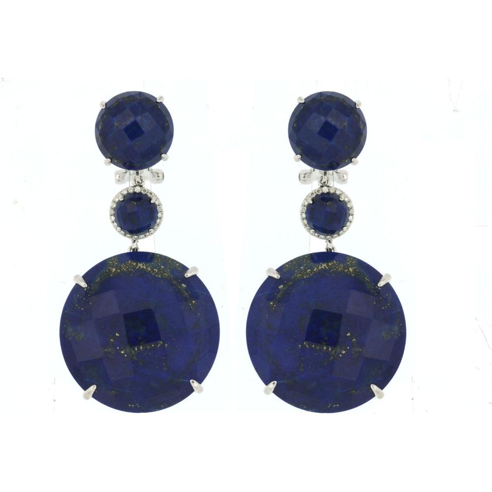 Royal Luxe 14K White Gold Diamond & Lapis Statement Earrings