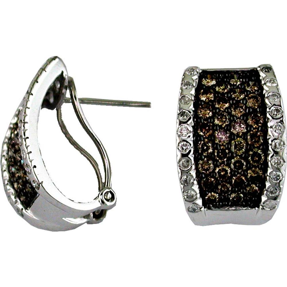 Royal Luxe 14K White Gold Diamond and Mocha Diamond Earrings - Celestial Beauty