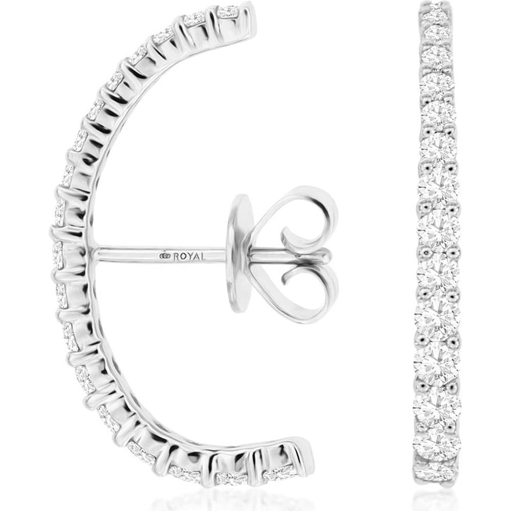 Royal Luxe 14K White Gold Diamond Earrings - 0.70 Carat Total Diamond Weight