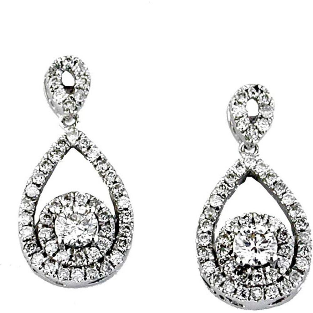 Royal Luxe 14K White Gold Diamond Earrings with 0.30 Carat Center Stone and 0.50 Carat Total Diamond Weight